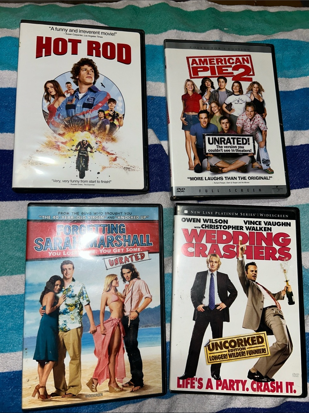 Hot rod, American pie 2, wedding crashers, forgetting Sarah Marshall lot